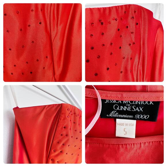 Jessica McClintock x Gunne Sax Millennium 2000 y2k Orange Two Piece Gown - Picture 3 of 12